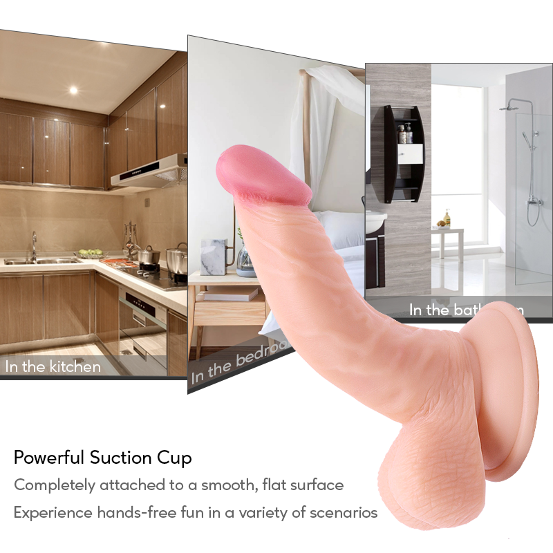 Adult supplies sucker simulation double layer liquid soft silicone dildo female masturbator