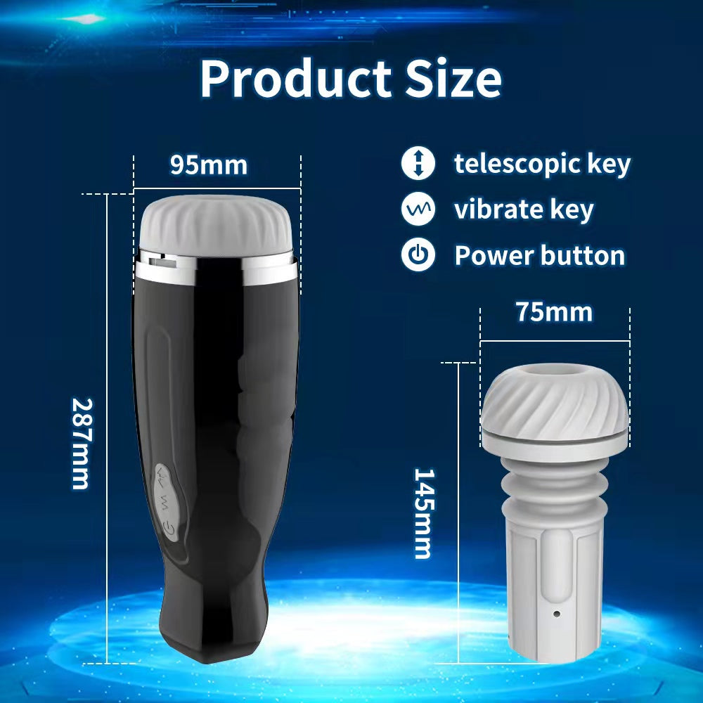 Male Pulse Massage Masturbation Cup Telescopic Rotating Masturbator Automatic Vibration Pocket Cup For Man