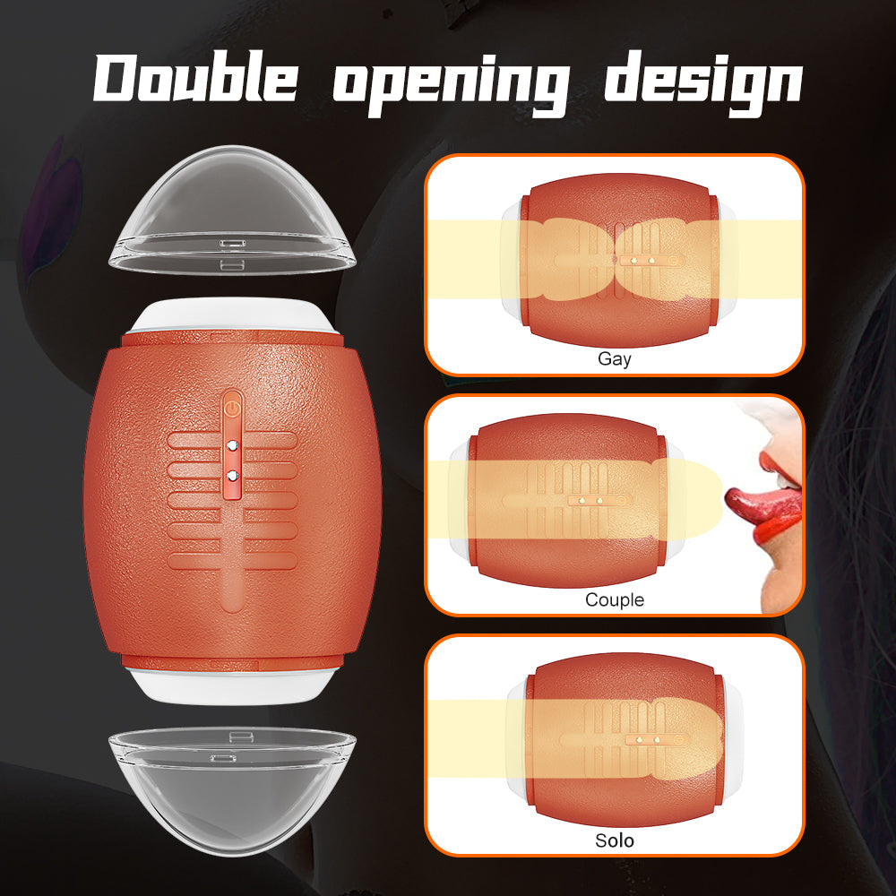 Male Masturbator Cup Crystal Open-Ended Stroker with Bump Balls Textu Vibrator Rotation masturbating device for men