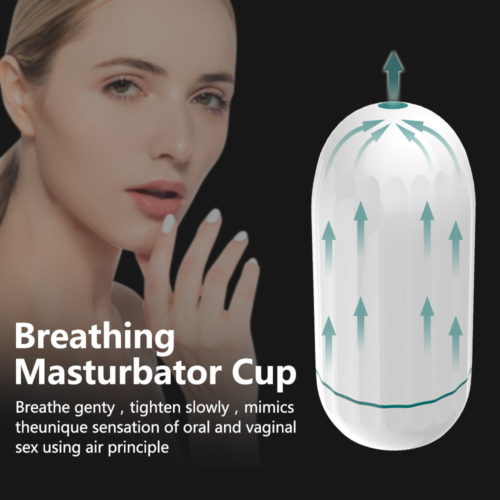 New Self-priming Breathing Valve Masturbation Cup Simulation Labia Spiral Channel Masturbation Device Aircraft Cup Male Products