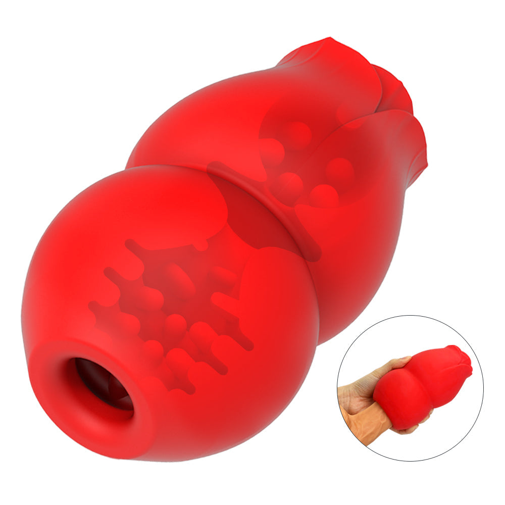 Rose shaped heated handheld environmentally friendly silicone simulation touch male masturbation airplane cup