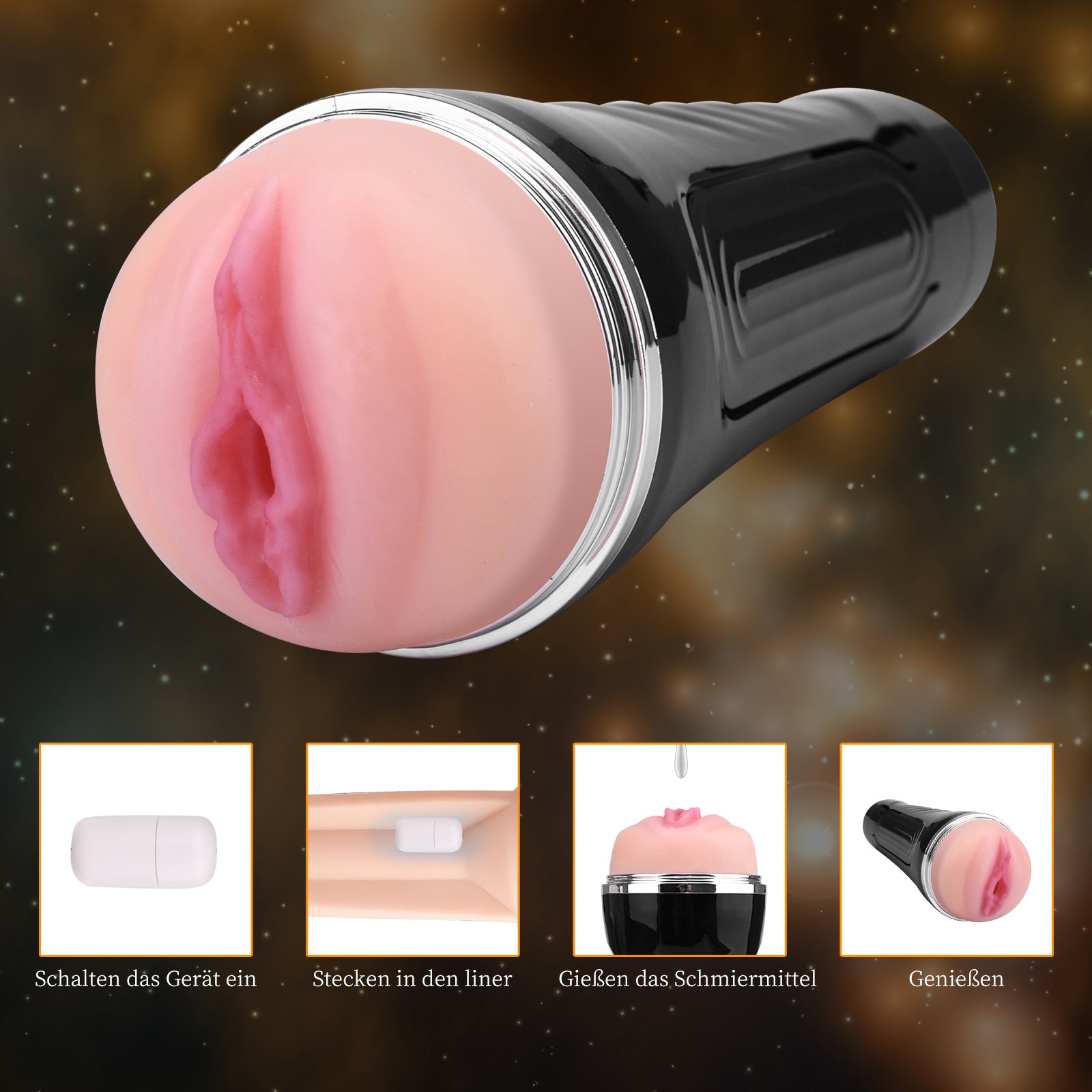 3D Realist Automatic Masturbation Cup Vertical Grain Airplane Cup with Multi-Frequency Vibration TPE Sex Toy