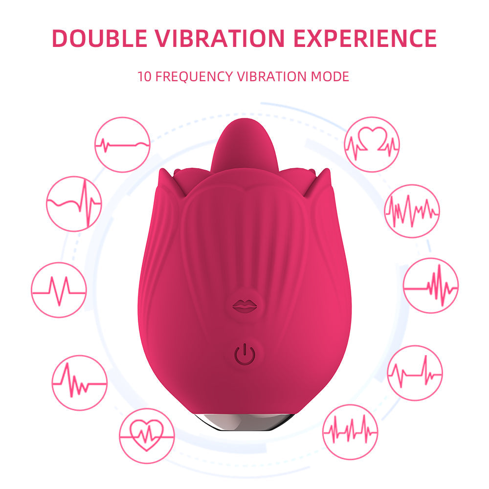 Rose tongue licker ladies tongue licking massager nipple clitoris stimulator 10 speed vibration and triggering adult sex toys