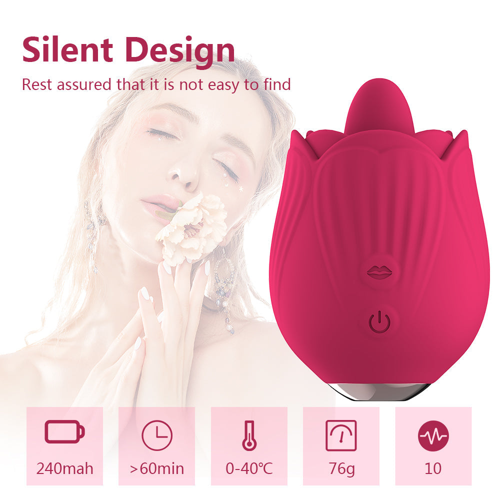 Rose tongue licker ladies tongue licking massager nipple clitoris stimulator 10 speed vibration and triggering adult sex toys