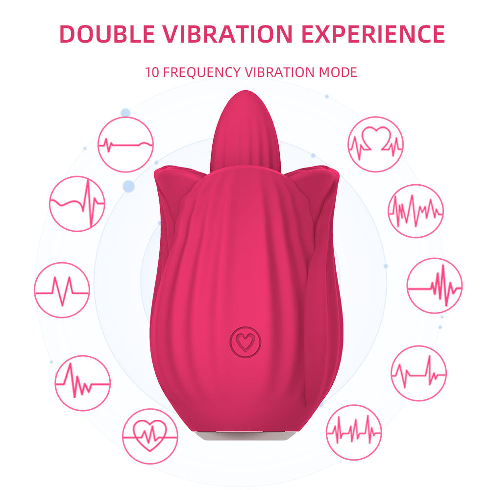 10 Modes Adjustable Silicone Clitoris Sucking Rose Vibrator Tongue Licking Rose Sex Toys For Female Couples