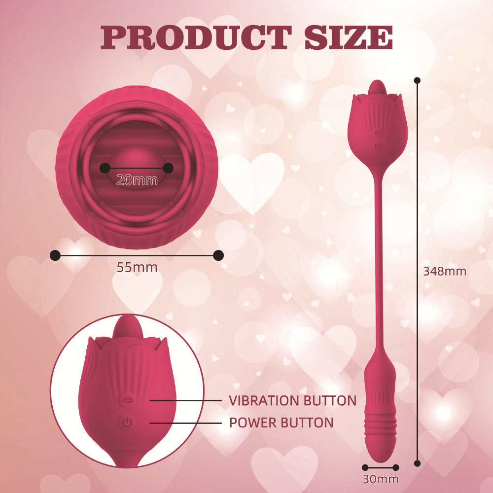 2 In 1 adult sex rose vibrator toy clitoris sucking rose lick vibrating tongu vibrating rose sex toy for women