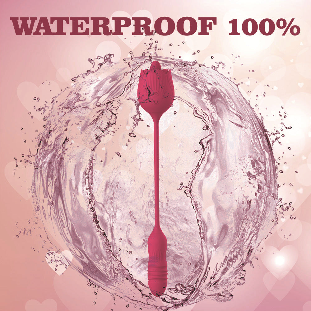 2 In 1 adult sex rose vibrator toy clitoris sucking rose lick vibrating tongu vibrating rose sex toy for women