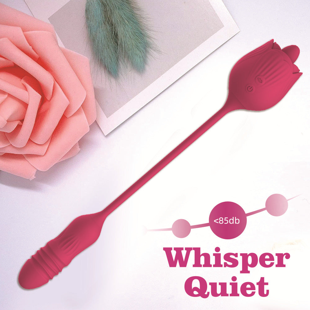 2 In 1 adult sex rose vibrator toy clitoris sucking rose lick vibrating tongu vibrating rose sex toy for women
