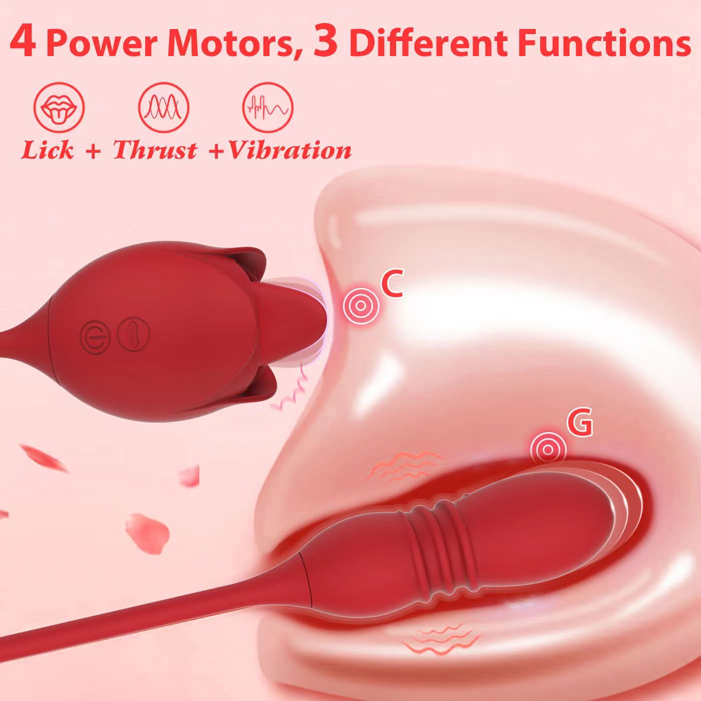 3 in 1 Rose Tongue Vibrator Rose Sex Toys Vibrator Thrusting Dildo Women Vibrator