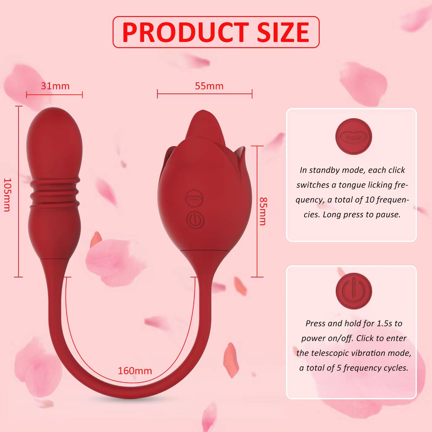 3 in 1 Rose Tongue Vibrator Rose Sex Toys Vibrator Thrusting Dildo Women Vibrator