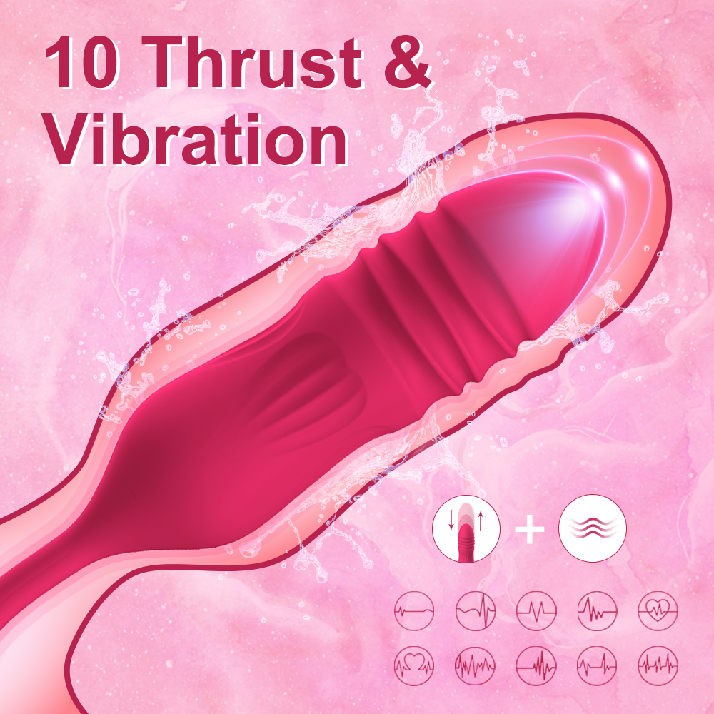 Rose Female Sex Toy Thrusting Vibrating Egg Dildo Sucking Vibrators Nipple Clit Stimulator Clitoris Sucker Vibrator for Women