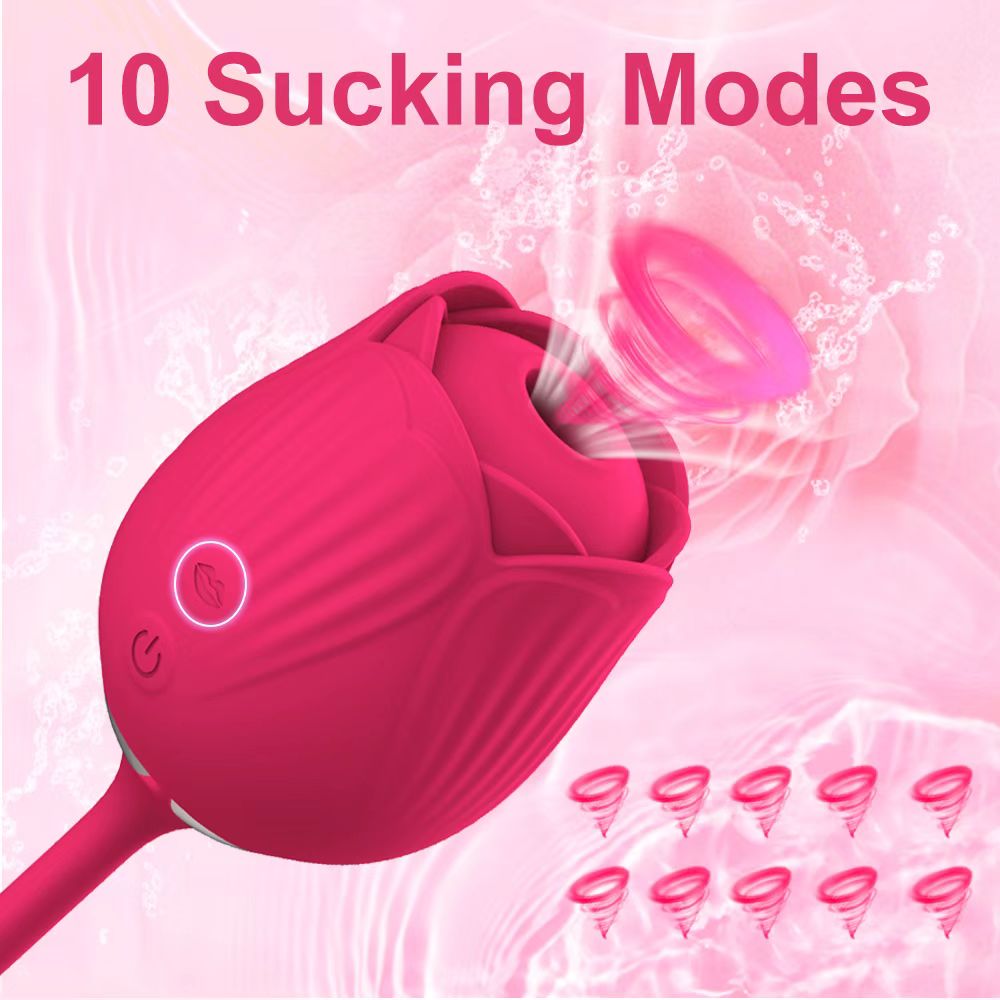 Rose Female Sex Toy Thrusting Vibrating Egg Dildo Sucking Vibrators Nipple Clit Stimulator Clitoris Sucker Vibrator for Women