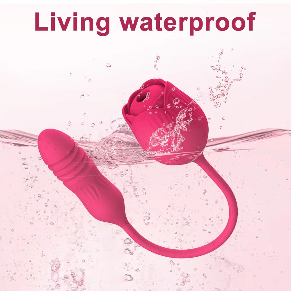 Rose Female Sex Toy Thrusting Vibrating Egg Dildo Sucking Vibrators Nipple Clit Stimulator Clitoris Sucker Vibrator for Women