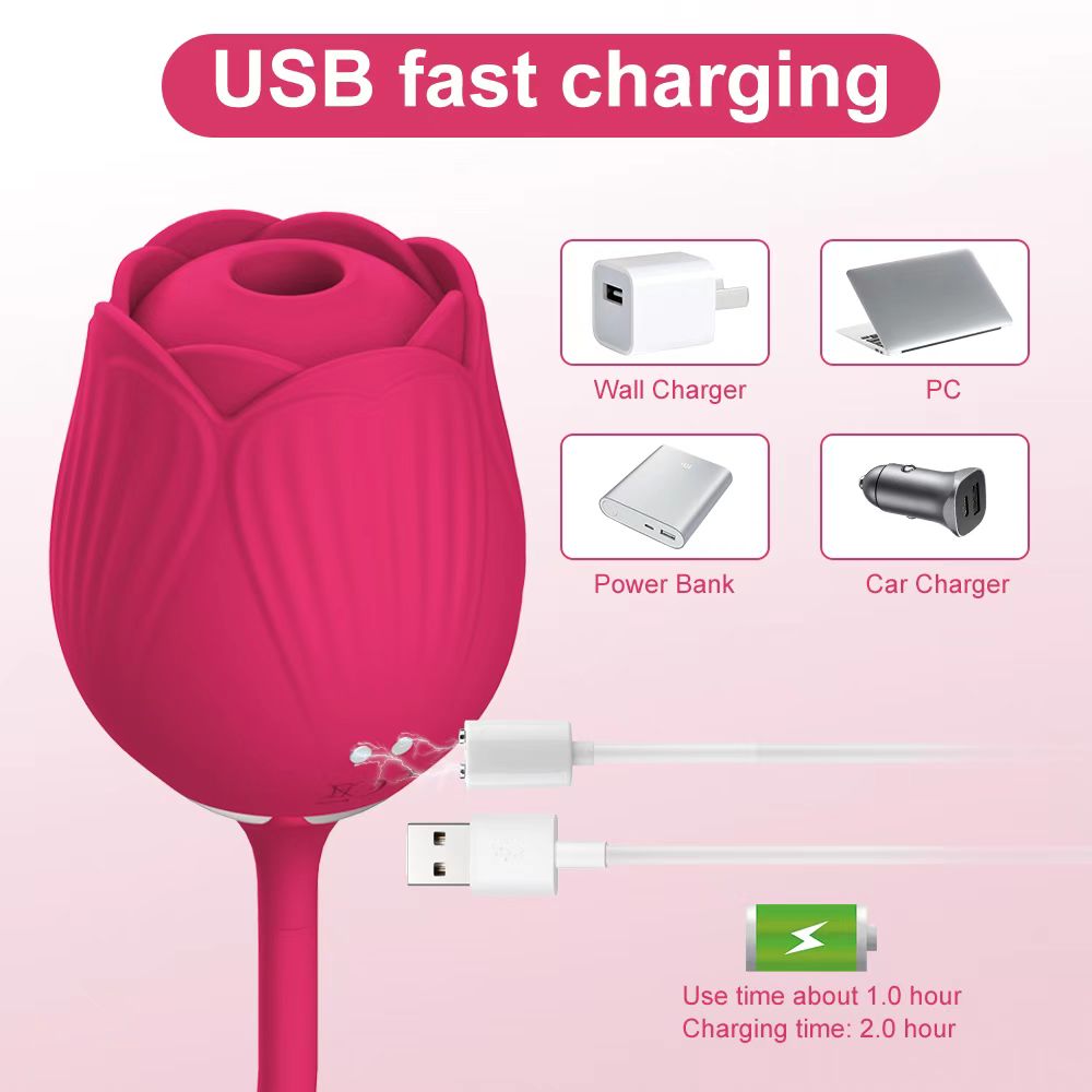 Rose Female Sex Toy Thrusting Vibrating Egg Dildo Sucking Vibrators Nipple Clit Stimulator Clitoris Sucker Vibrator for Women