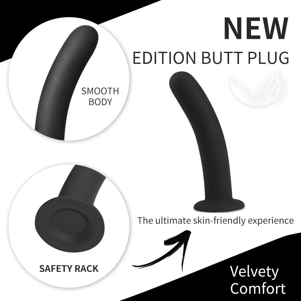 3PCS Trainer Kit Realistic Dildo Butt Plug Strong Suction Cup Base Black Silicone Anal Plug for Beginners to Advanced Users