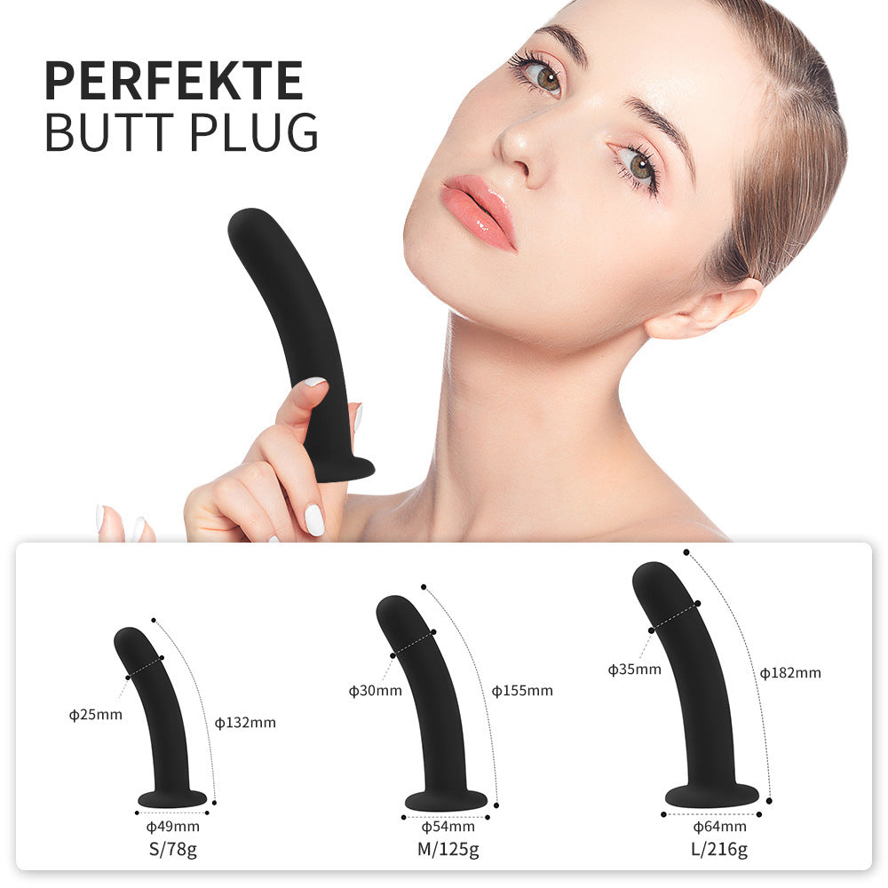 3PCS Trainer Kit Realistic Dildo Butt Plug Strong Suction Cup Base Black Silicone Anal Plug for Beginners to Advanced Users