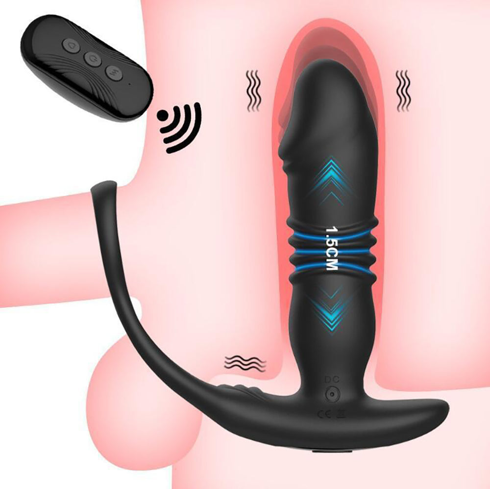 Retractable Vibrating Prostate Massager Anal Plug Wireless Remote Control Masturbation Device G-spot Massage Anal Plug Adult Toy