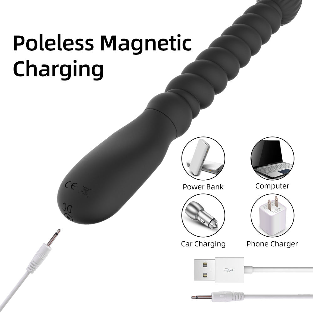 Spiral Shape Butt Plug Vibrator Soft Silicone Beads Adult Use Prostate Massager Sex Toy for Men