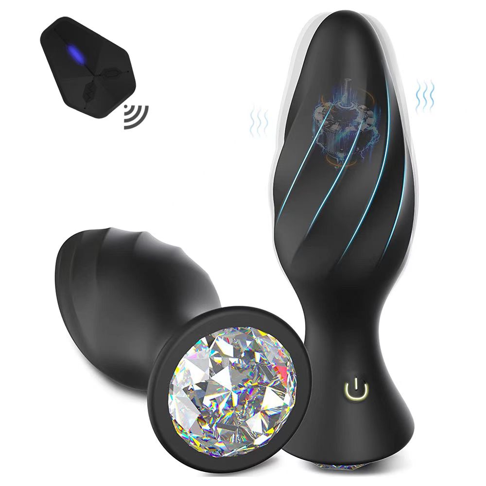 USB Rechargeable Diamond Remote Control Anal Plug Silicone Butt Door Sex Toy Male Female Masturbation Adult Sex Products