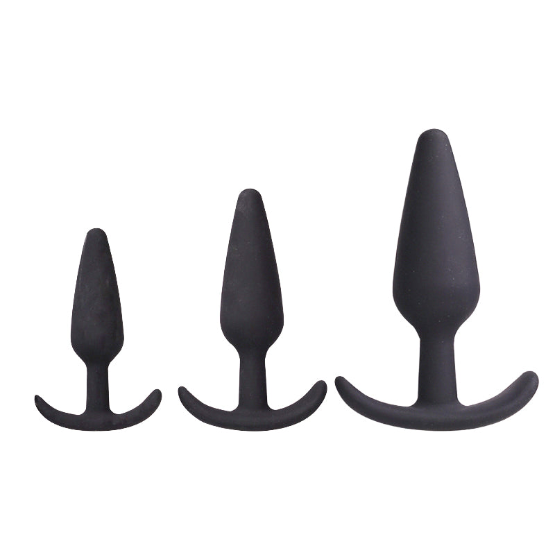 3Pcs Silicone Anal Plugs Queue Trainer Kit Adult Multi Shape Training Silicone Anal Expand Prostate Massager For Woman Men