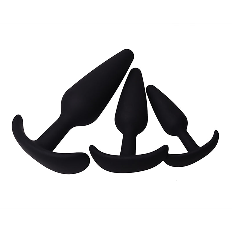 3Pcs Silicone Anal Plugs Queue Trainer Kit Adult Multi Shape Training Silicone Anal Expand Prostate Massager For Woman Men