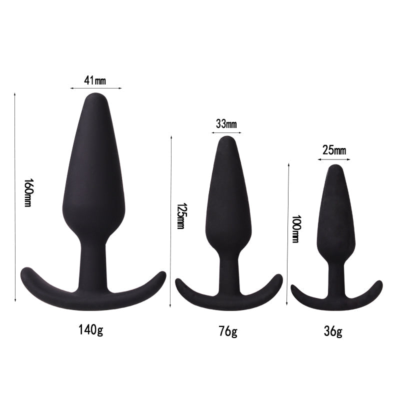 3Pcs Silicone Anal Plugs Queue Trainer Kit Adult Multi Shape Training Silicone Anal Expand Prostate Massager For Woman Men
