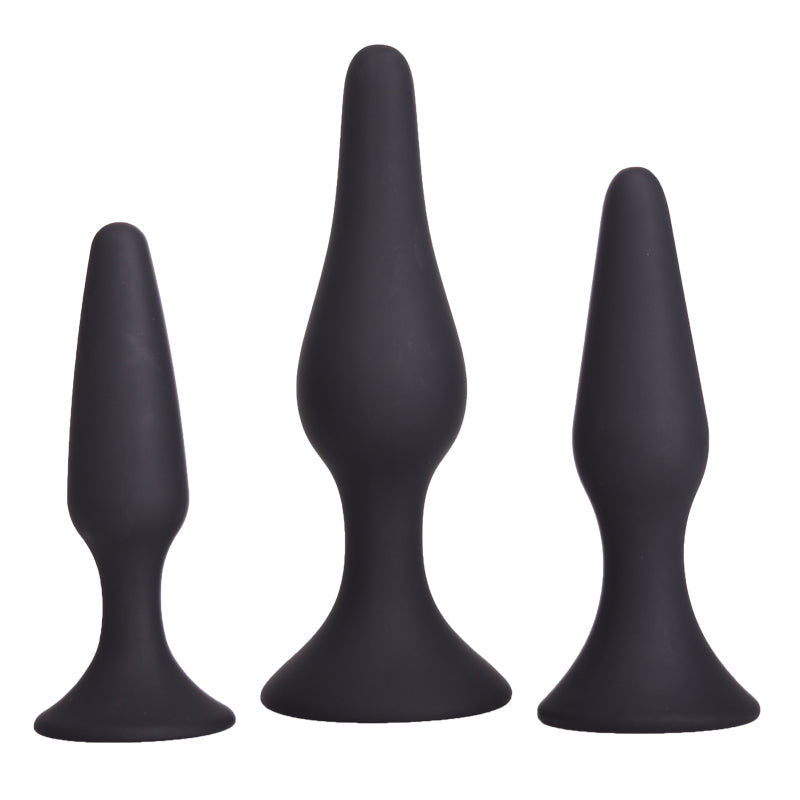 Silicone Anal Plug 3Pcs Training Set Anal Sex Trainer Prostate Massage Anus Dilator Anal Ball for Beginners