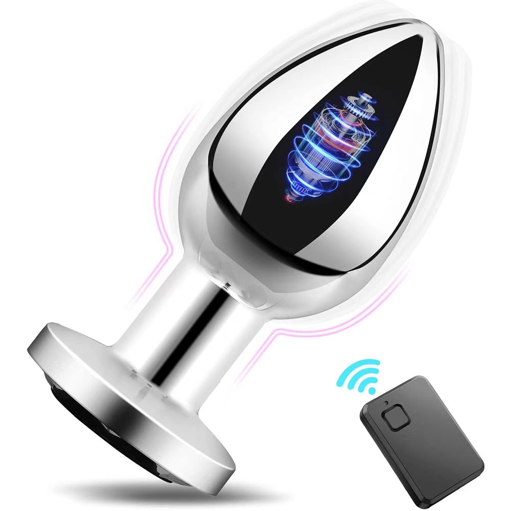 Remote control metal anal vibrator wireless vibrating prostate anal butt plug for men women