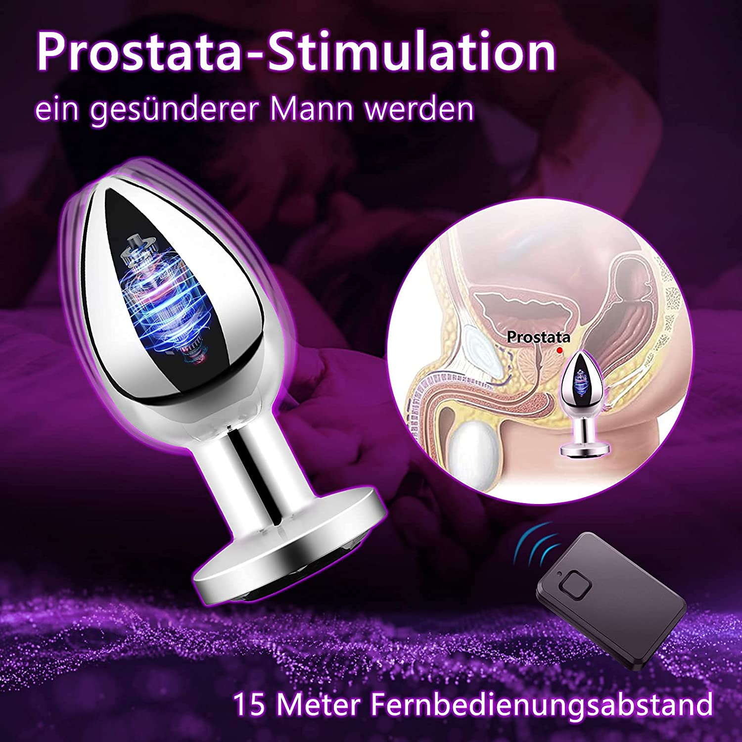 Remote control metal anal vibrator wireless vibrating prostate anal butt plug for men women