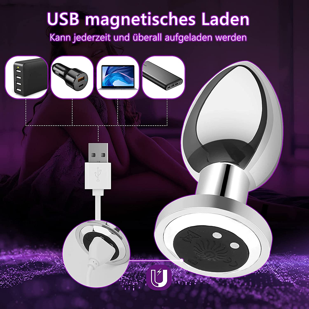 Remote control metal anal vibrator wireless vibrating prostate anal butt plug for men women