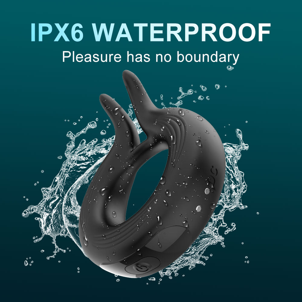 10 vibration modes Rabbit Ears 1st Generation Sperm Locking Ring Male Rechargeable silicone vibrating open lock essence ring