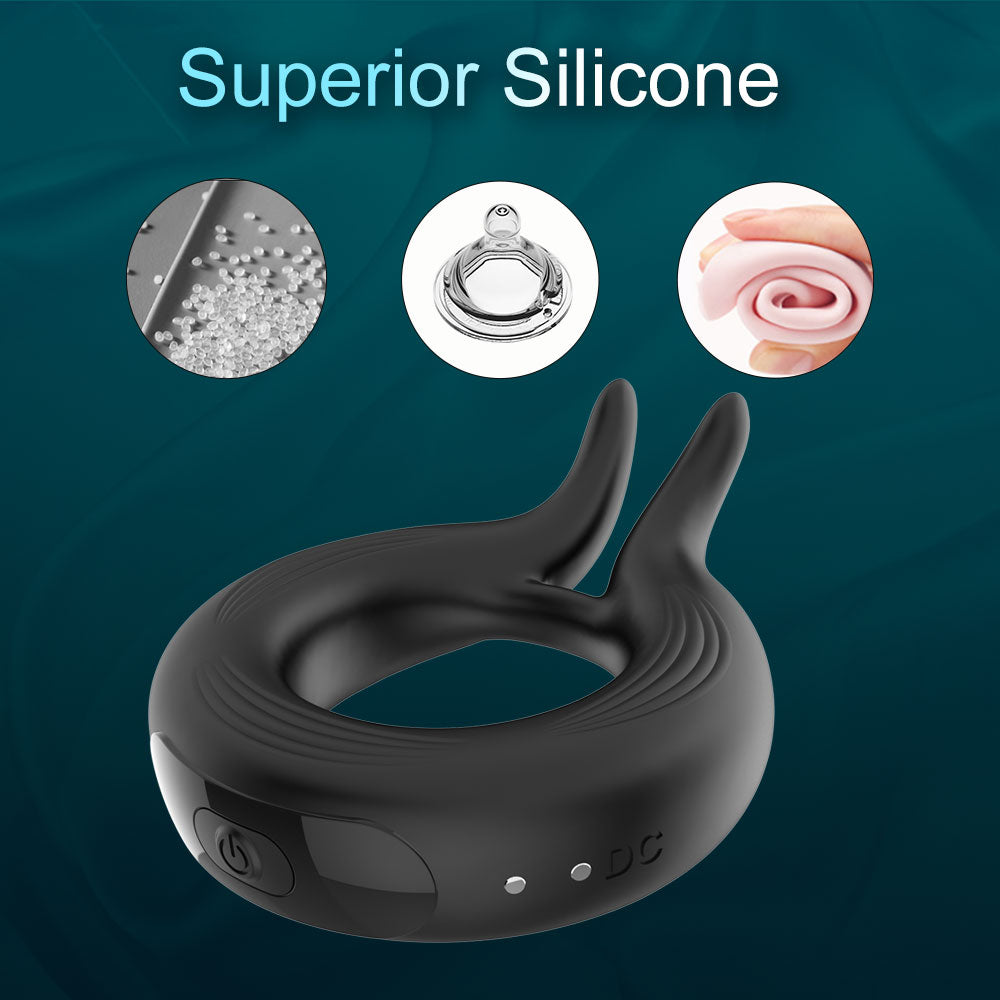 10 vibration modes Rabbit Ears 1st Generation Sperm Locking Ring Male Rechargeable silicone vibrating open lock essence ring