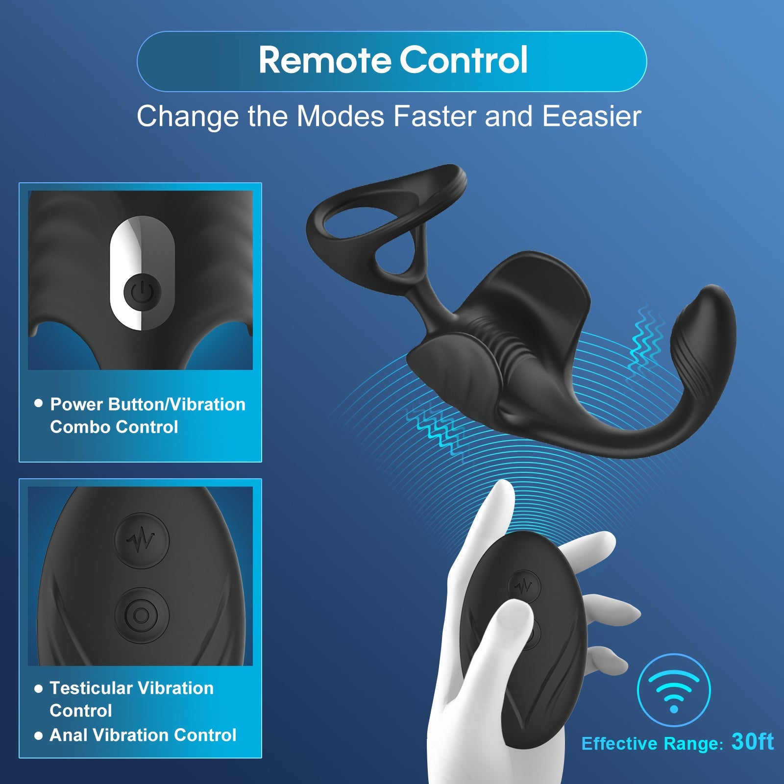Silicone Wearable Electric Stimulate Prostate Massager Vibrating Anal Butt Ejaculation Ring Vibrator For Adult Anal Toys