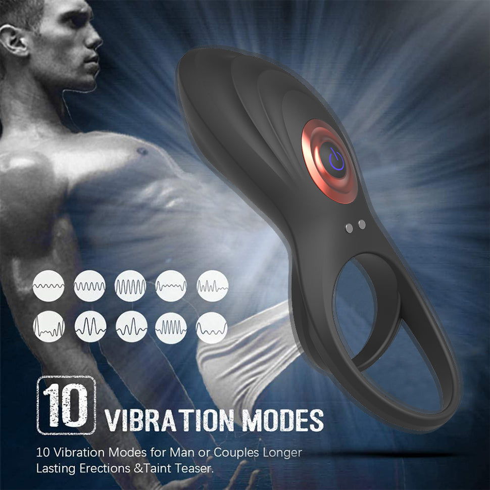 Remote Control Electric Double Ring Sliding Delayed Ejaculation Vibratory Ring 10 Vibratory Modes Vibrator Enhances Erectile