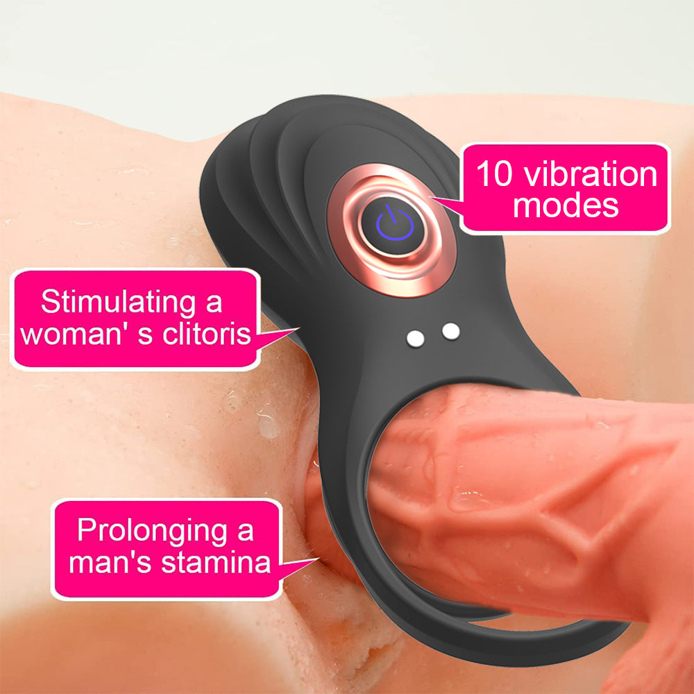 Remote Control Electric Double Ring Sliding Delayed Ejaculation Vibratory Ring 10 Vibratory Modes Vibrator Enhances Erectile