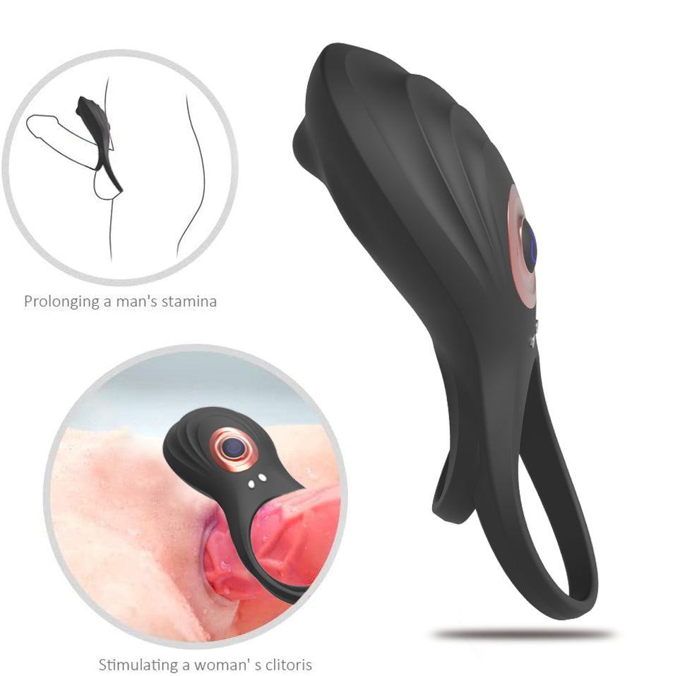 Remote Control Electric Double Ring Sliding Delayed Ejaculation Vibratory Ring 10 Vibratory Modes Vibrator Enhances Erectile