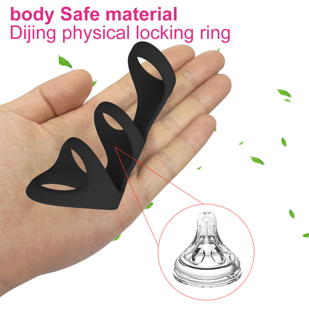 Silicone lock essence ring set stimulation couples share vibration ring adult products