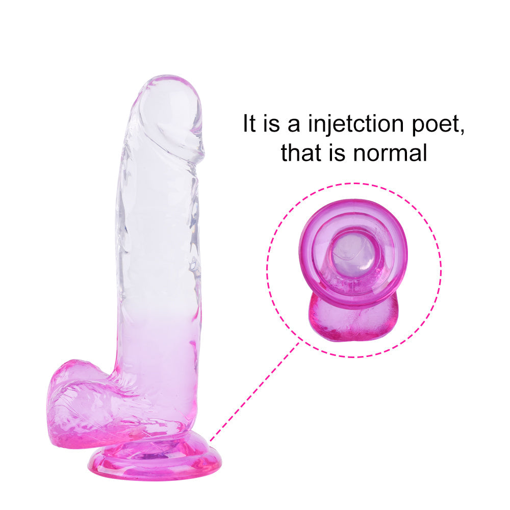 Soft Fashion Woman Using Custom Jelly Color Suction Dildo Clear Realistic Dildo For Female Masturbation