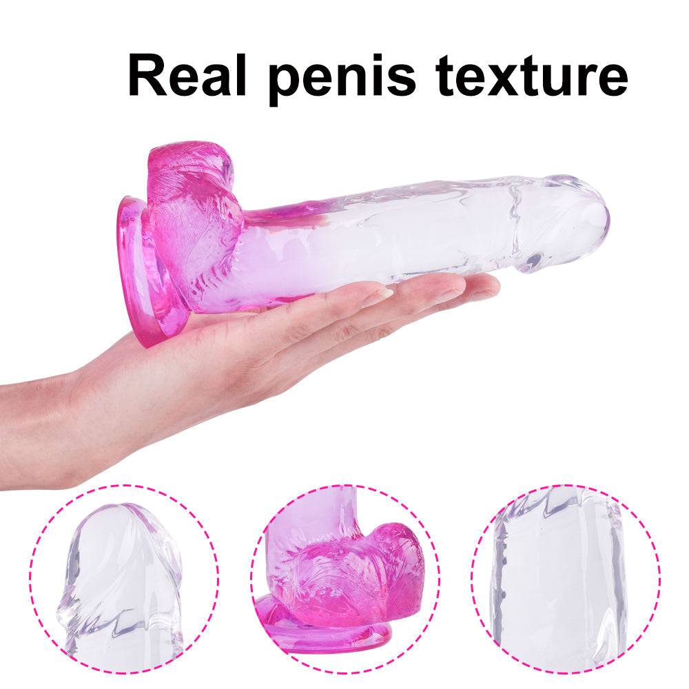Soft Fashion Woman Using Custom Jelly Color Suction Dildo Clear Realistic Dildo For Female Masturbation