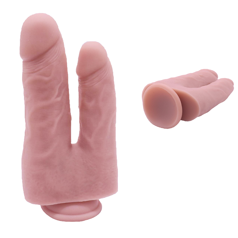 8.66" / 6.8" Dual-Head Liquid Silicone Dildo – Single-Layer, Body-Safe