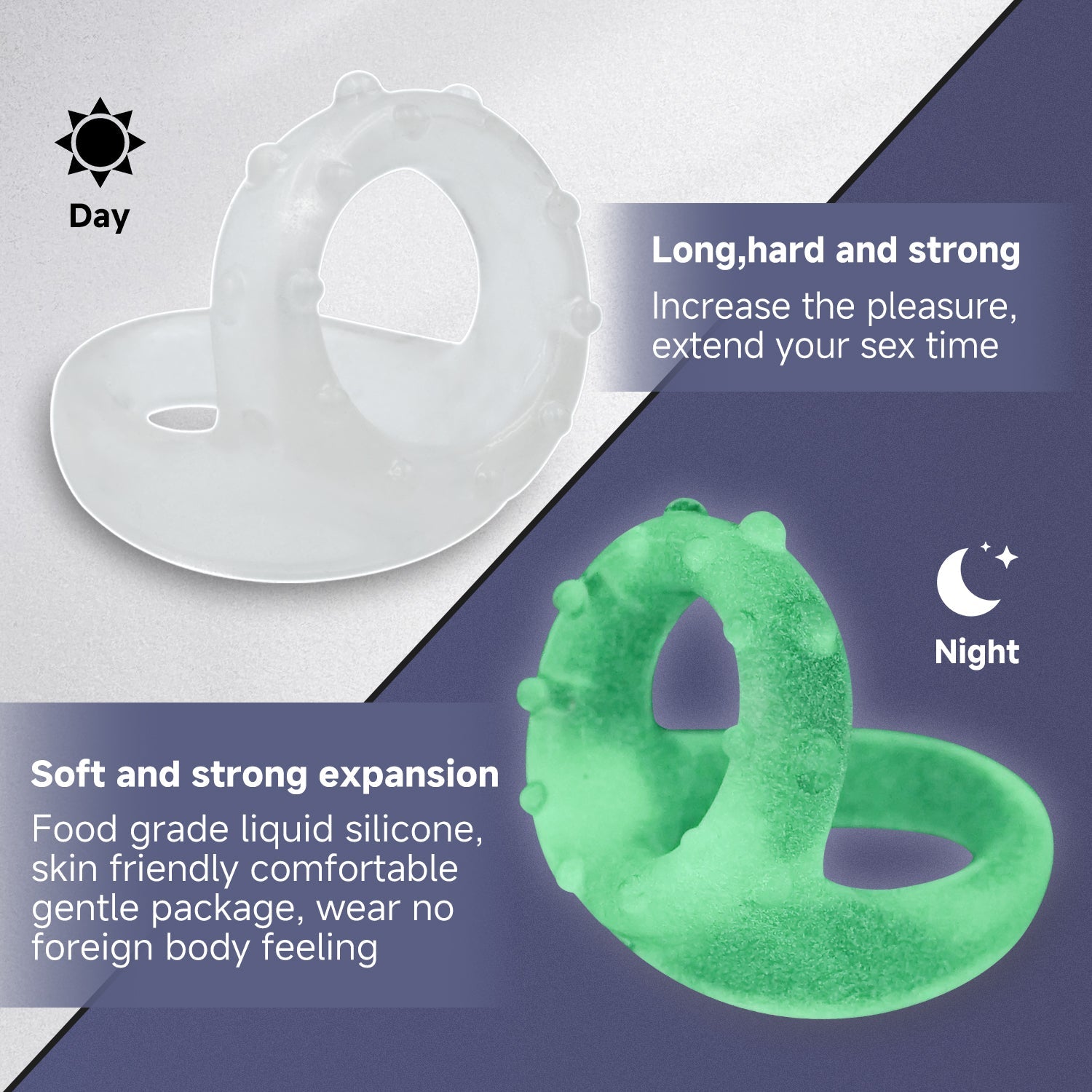 Glow-in-the-Dark Double Pleasure Ring with Stand