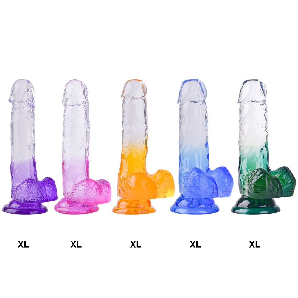 Soft Fashion Woman Using Custom Jelly Color Suction Dildo Clear Realistic Dildo For Female Masturbation