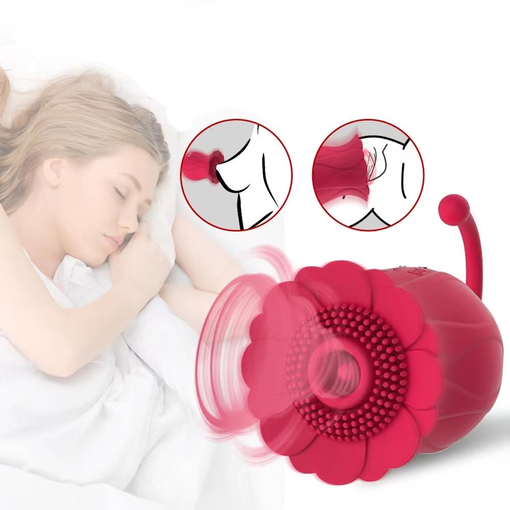 Masturbator Clitoral Sucking Vibrator With 10 Intense Suction Clit Sucker Nipple Stimulation Red Rose Female Clit Vibrator