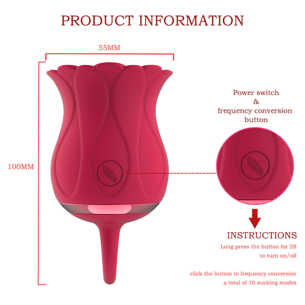 Masturbator Clitoral Sucking Vibrator With 10 Intense Suction Clit Sucker Nipple Stimulation Red Rose Female Clit Vibrator