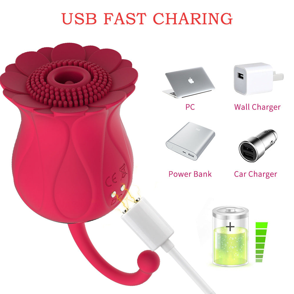 Masturbator Clitoral Sucking Vibrator With 10 Intense Suction Clit Sucker Nipple Stimulation Red Rose Female Clit Vibrator