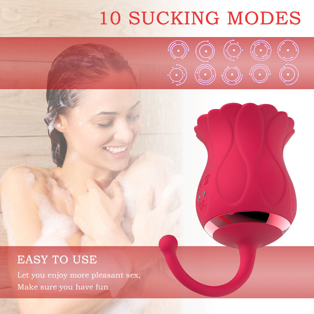Masturbator Clitoral Sucking Vibrator With 10 Intense Suction Clit Sucker Nipple Stimulation Red Rose Female Clit Vibrator