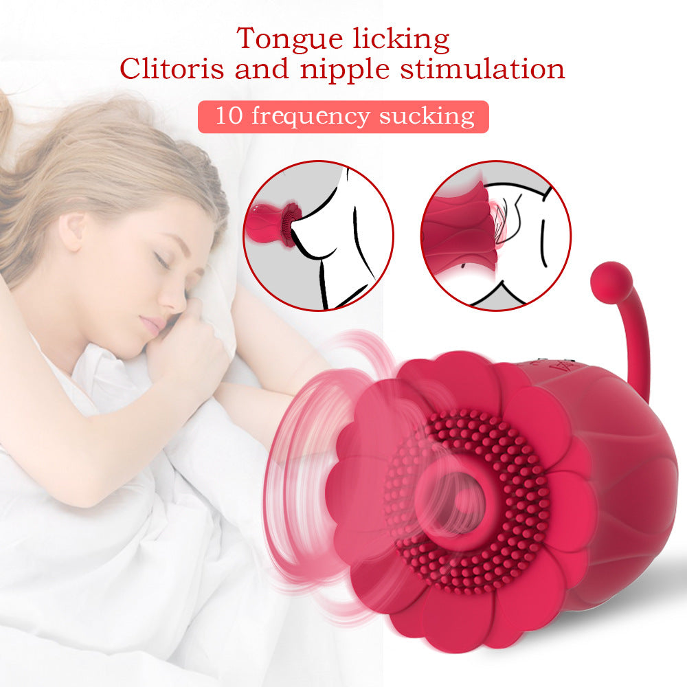 Masturbator Clitoral Sucking Vibrator With 10 Intense Suction Clit Sucker Nipple Stimulation Red Rose Female Clit Vibrator