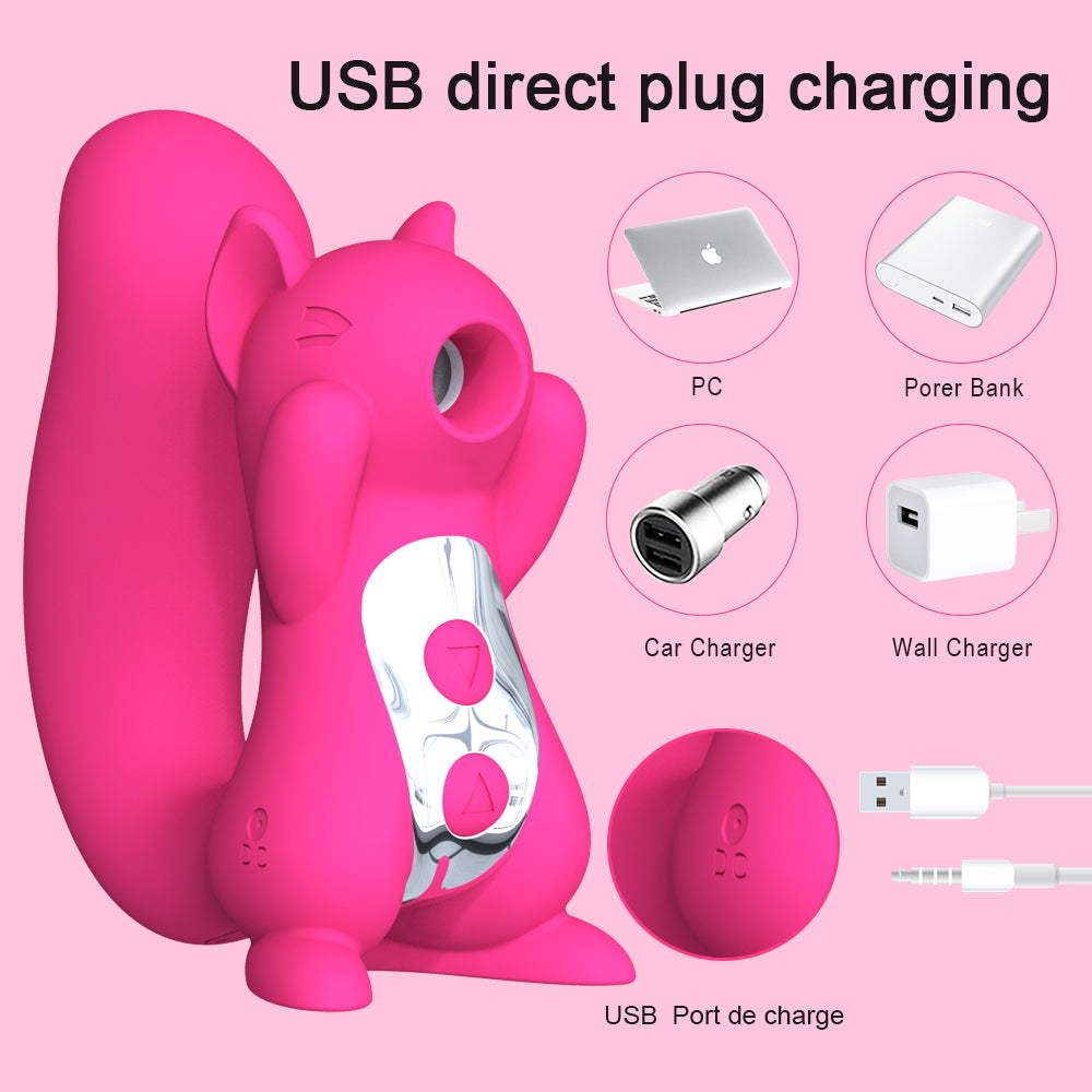 New Female In-Boby Vibration Suction Rechargeable Squirrel Sex Suction Vibrator For Women