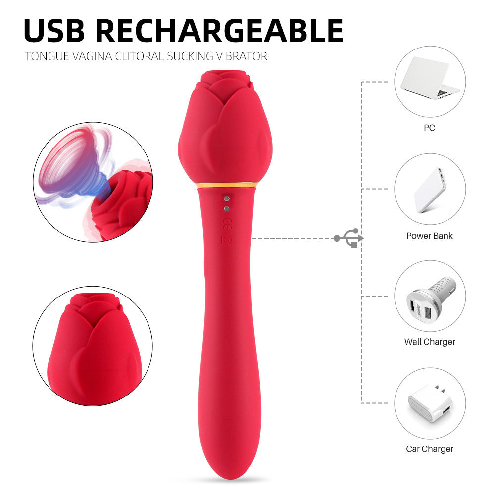 Female rose suction vibration massage stick masturbator can be inserted into private parts, adult sexual products for couples