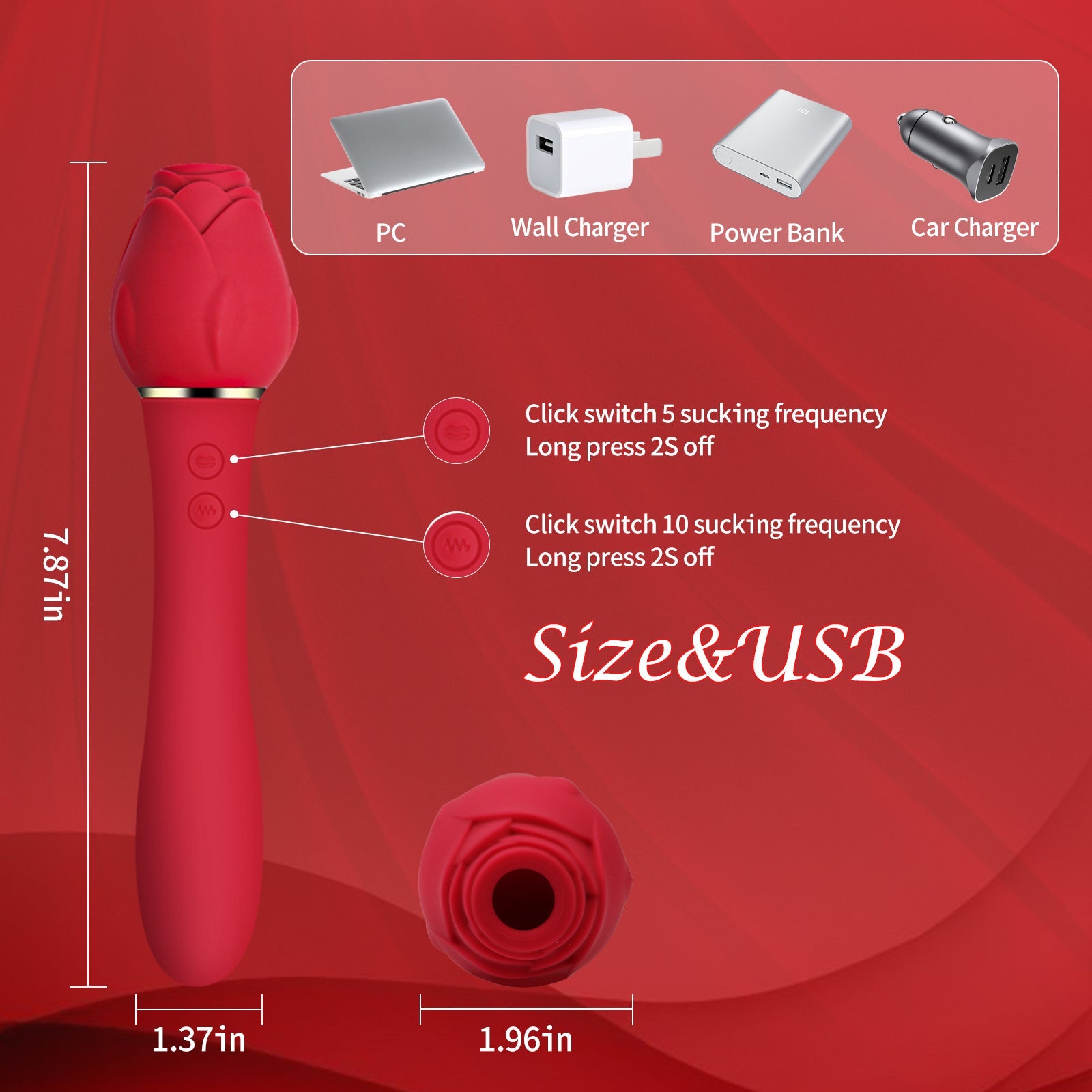 Female rose suction vibration massage stick masturbator can be inserted into private parts, adult sexual products for couples